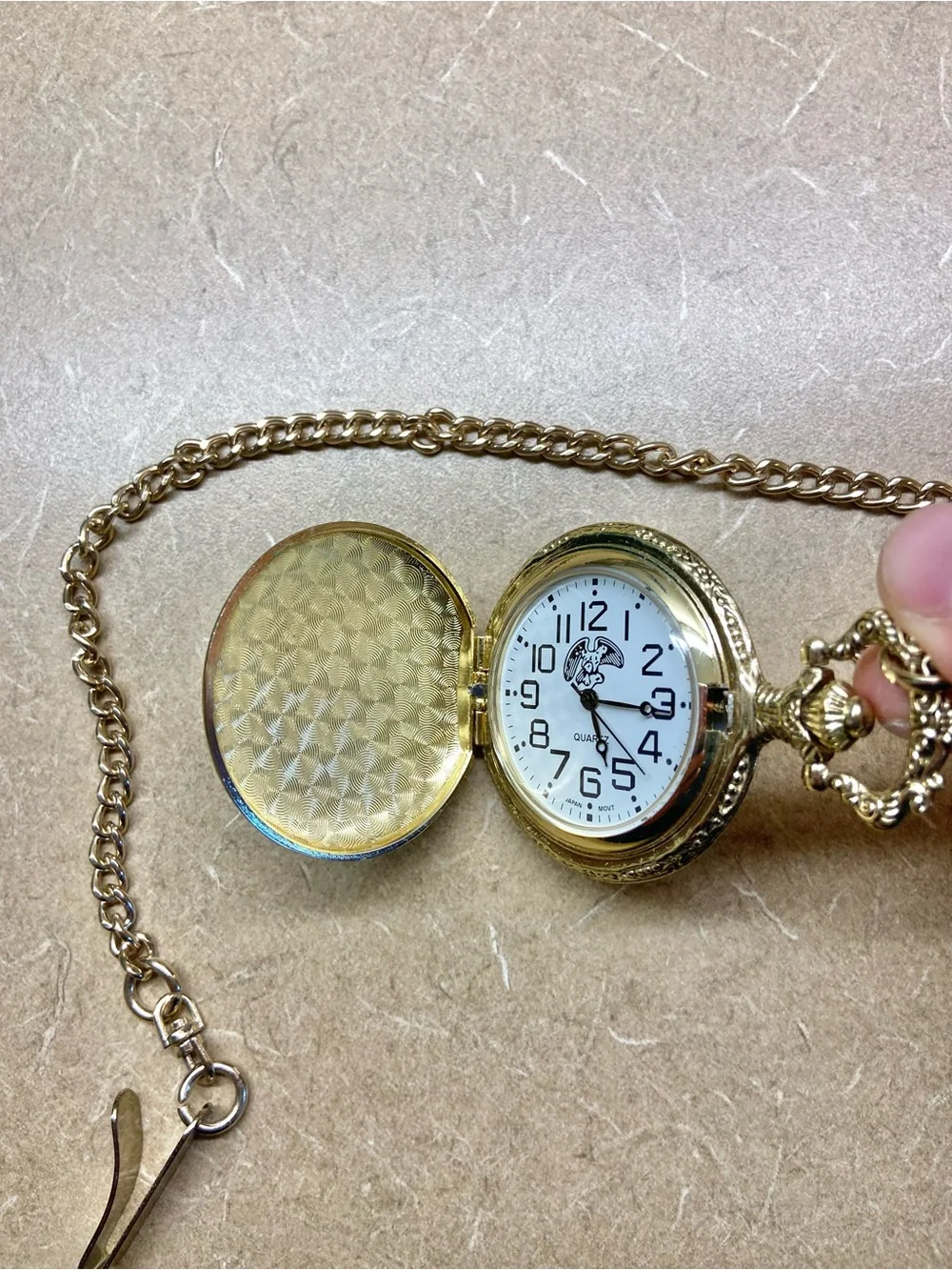 Gold-Tone Eagle Pocket Watch Pendant Necklace